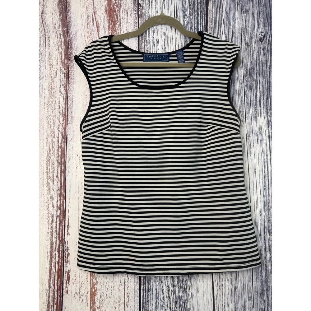 Karen Scott Black & White Sleeveless Top Size Medium